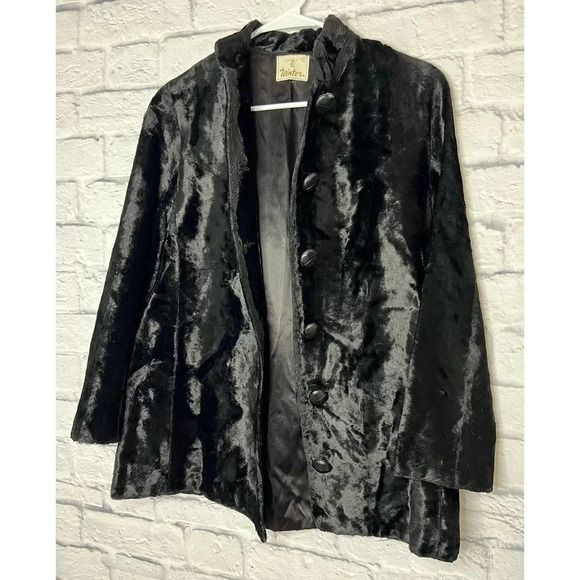 Vintage 1960s Winter black faux fur coat size M. - Picture 2 of 5